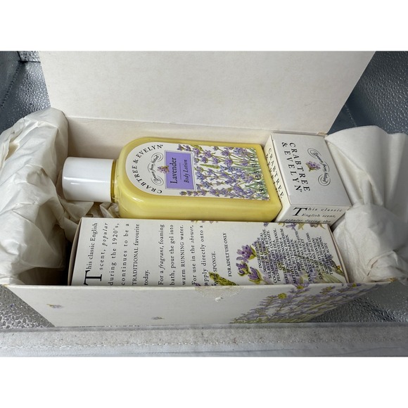 Crabtree & Evelyn Lavender Gift Set Body Lotion Bath Gel Soap‎ - Picture 2 of 7